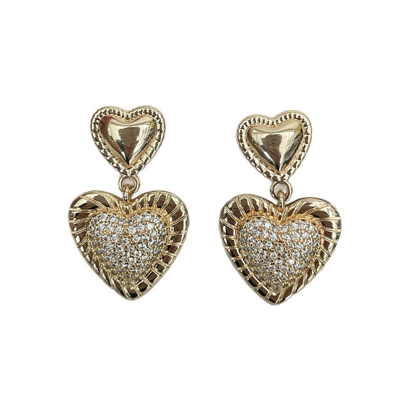 Aretes corazón doble