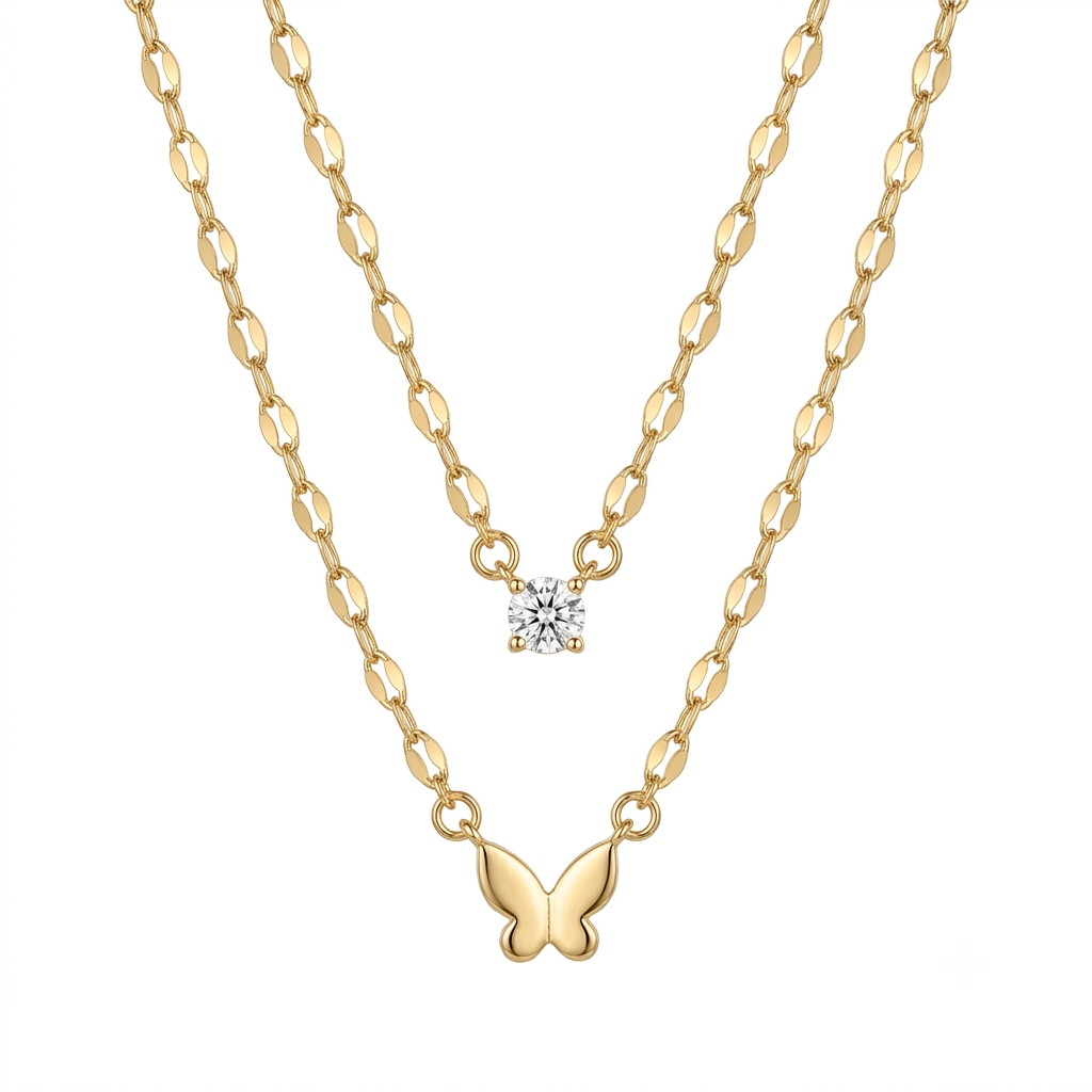 Collar doble mariposa