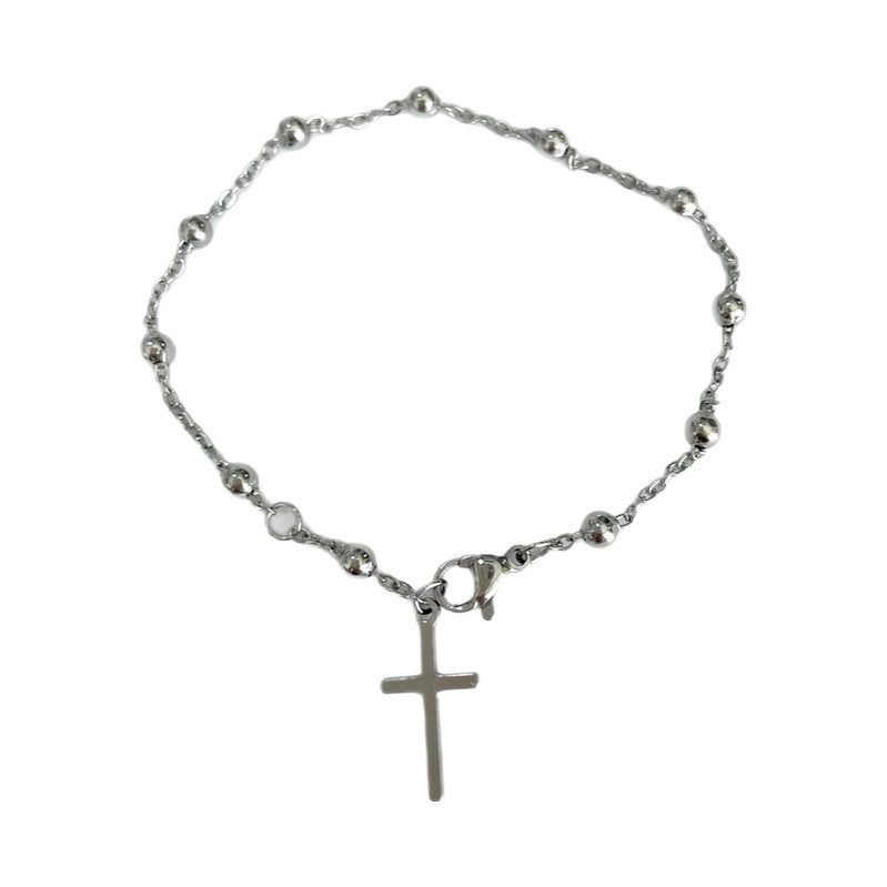 Pulsera Cruz Plateada