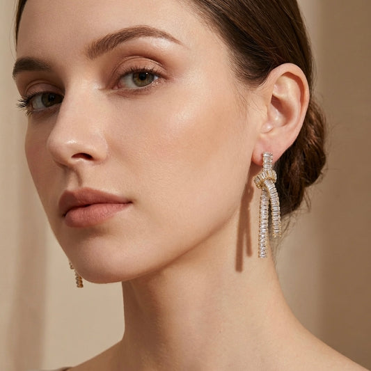 Aretes nudo baguette