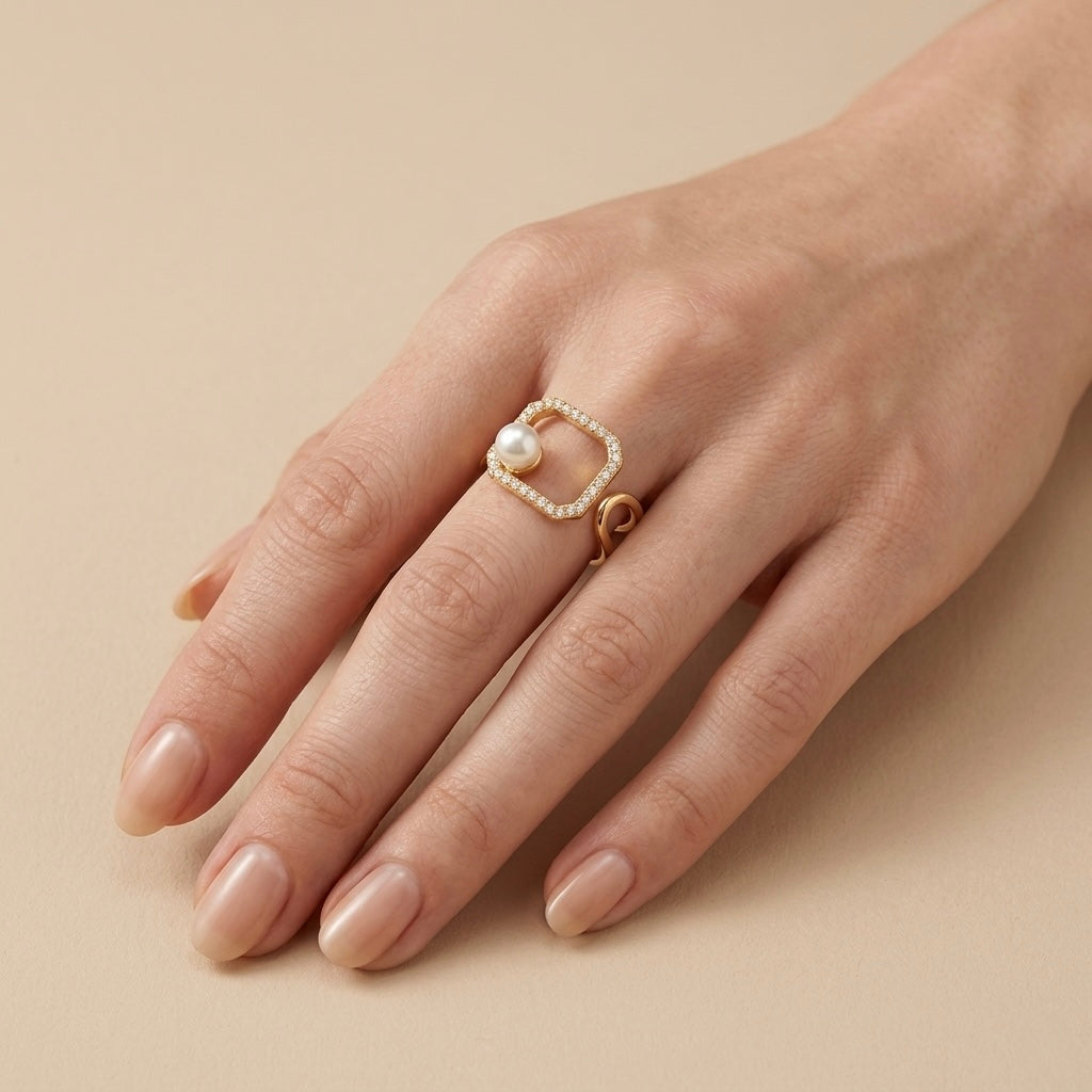 Anillo cuadro perla