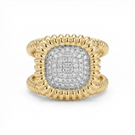 Anillo bicolor cuadro