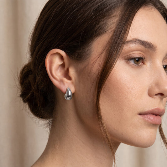 Aretes gota plateado
