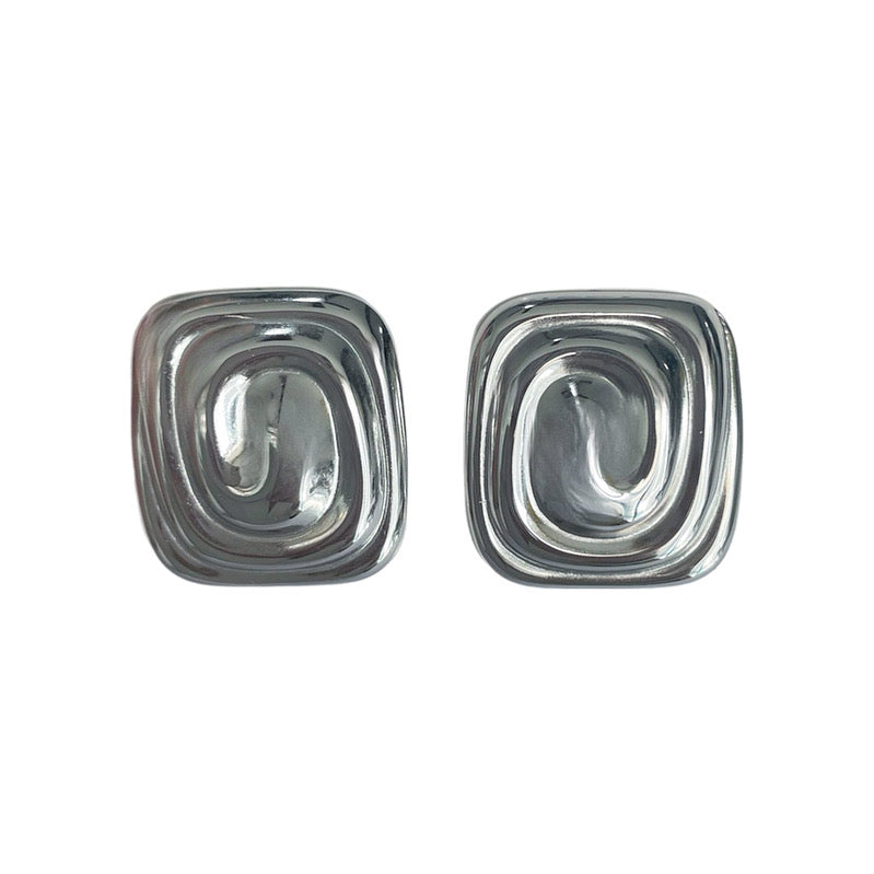 Aretes cuadro plateado