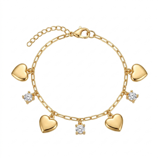 Pulsera corazones colgantes