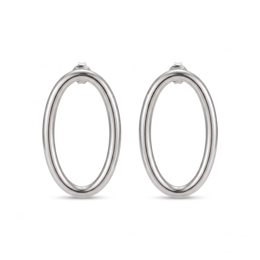 Aretes óvalo plateados