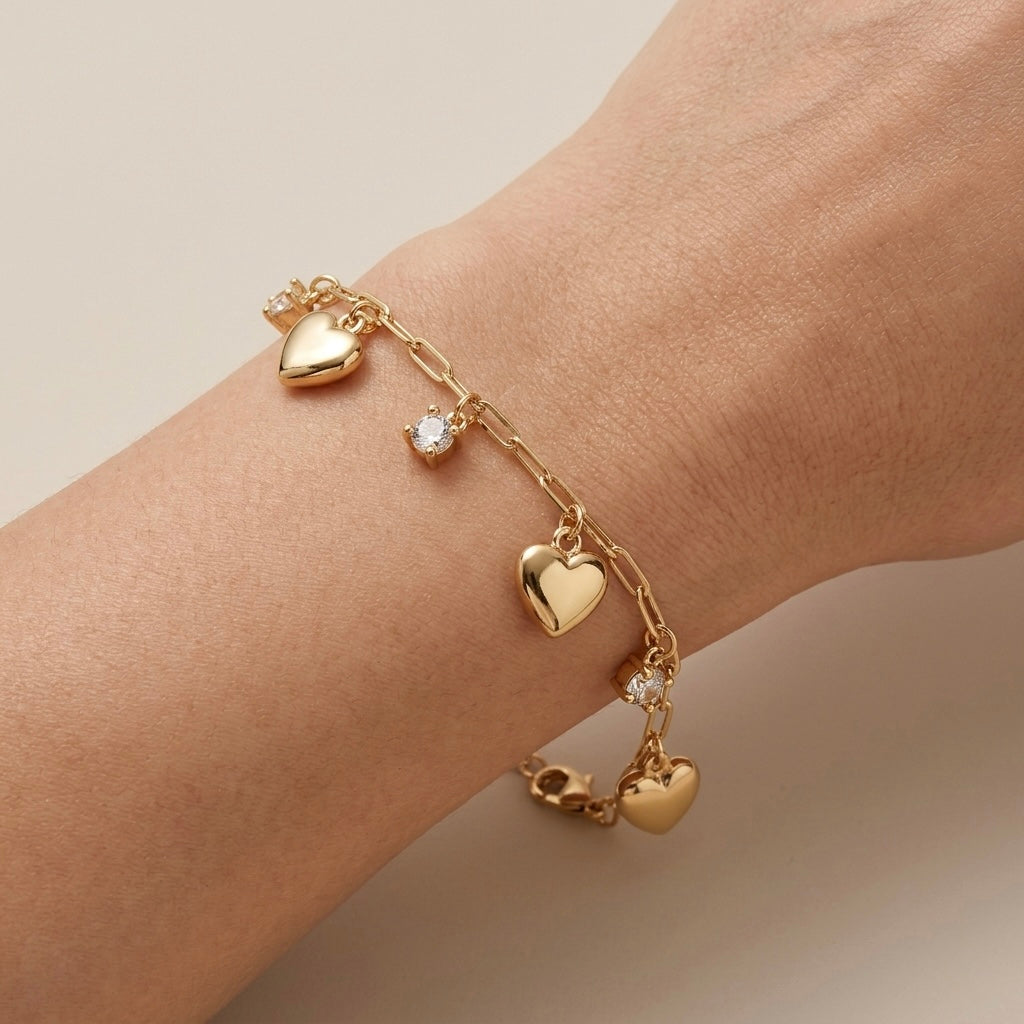 Pulsera corazones colgantes