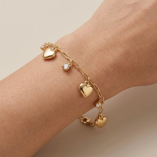 Pulsera corazones colgantes