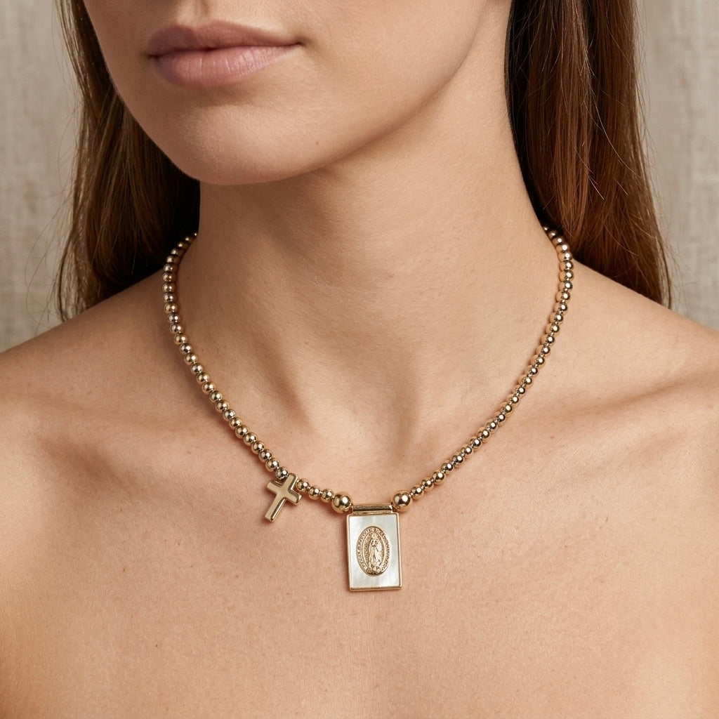 Collar bolitas Virgen