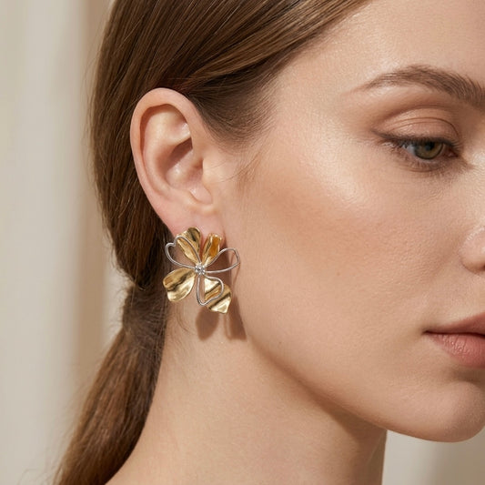 Aretes flor bicolor