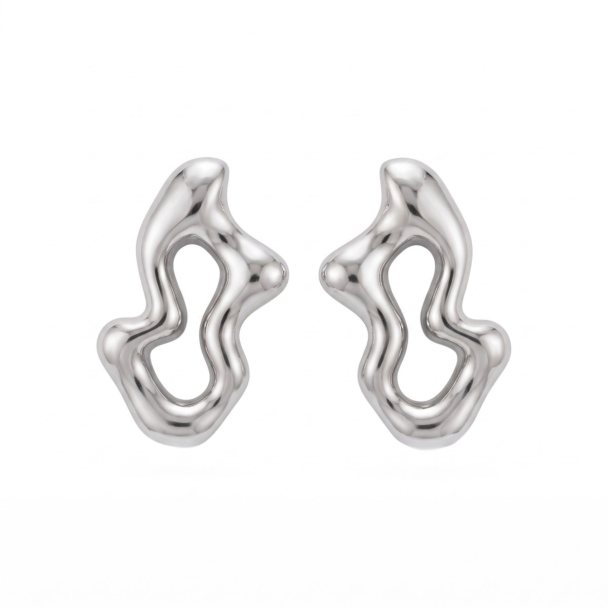 Aretes onda plateados