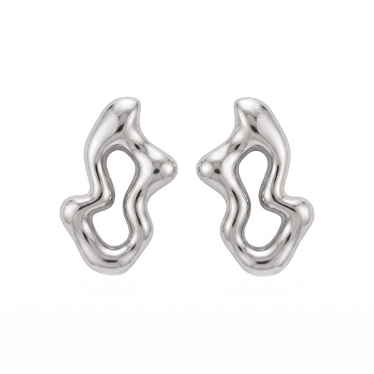 Aretes onda plateados