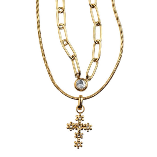 Collar doble Cruz