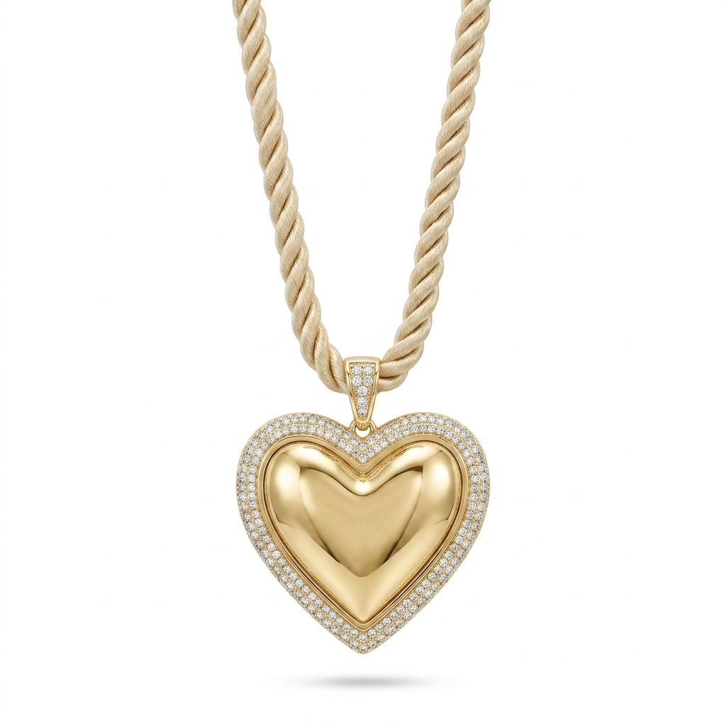 Collar corazón cordón