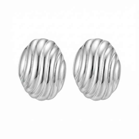 Aretes óvalo plateados