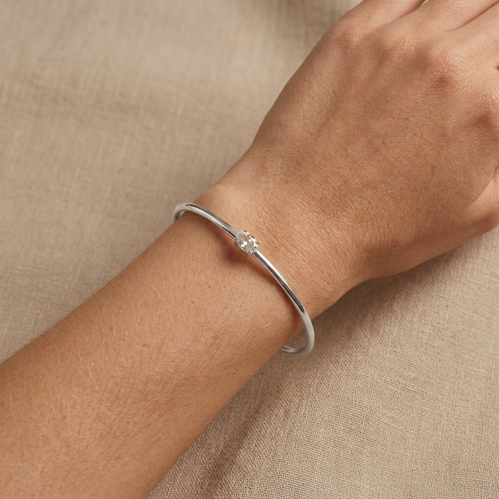 Pulsera óvalo plateada