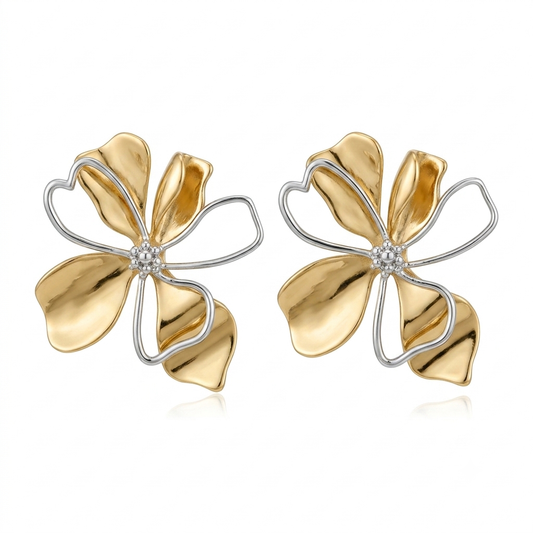 Aretes flor bicolor