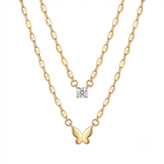Collar doble mariposa