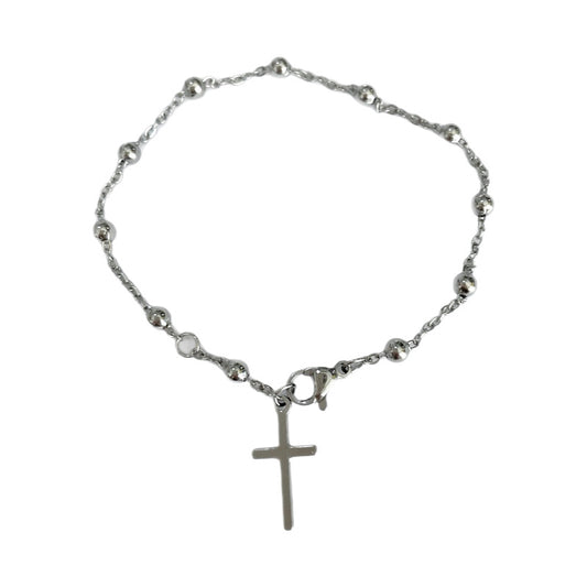 Pulsera Cruz Plateada