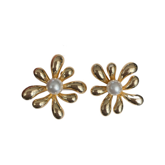 Aretes flor perla