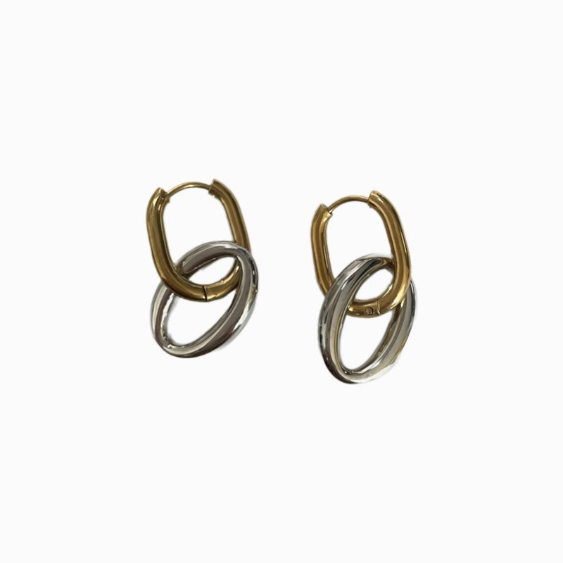 Aretes bicolor 2 en 1