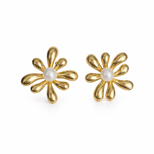 Aretes flor perla