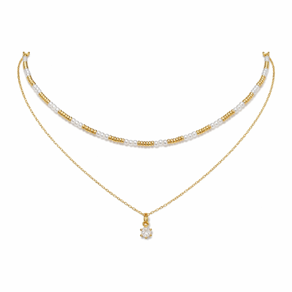 Collar doble perlas