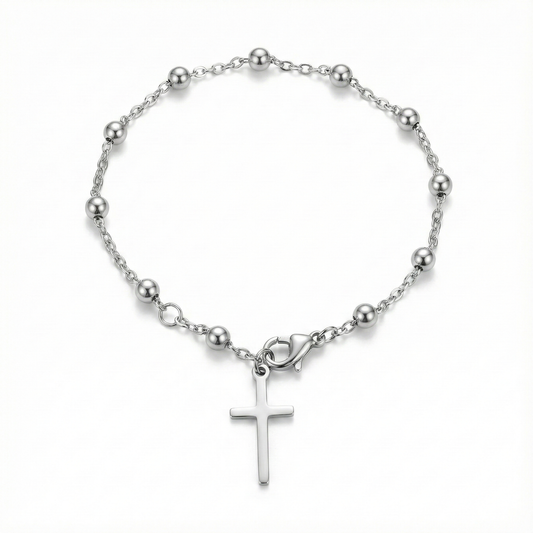 Pulsera Cruz Plateada