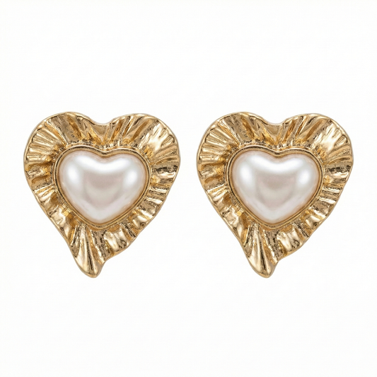 Aretes corazón perla