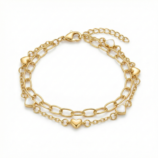 Pulsera corazones doble