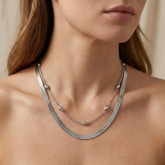 Collar doble beans plateado