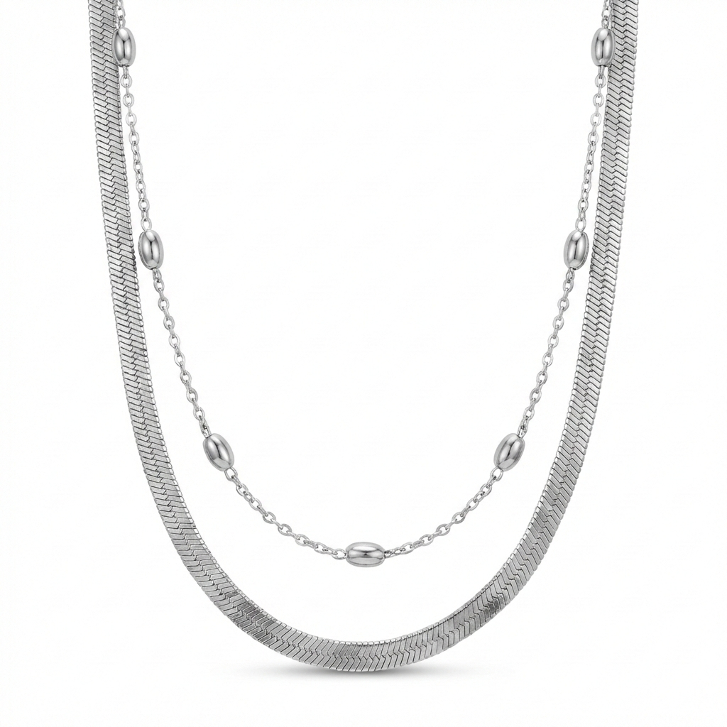 Collar doble beans plateado