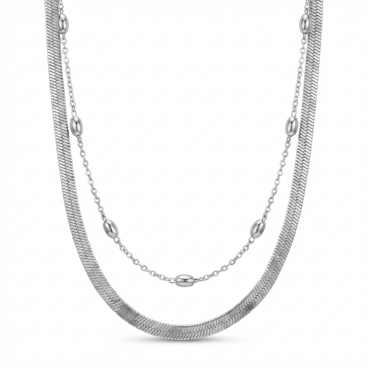 Collar doble beans plateado