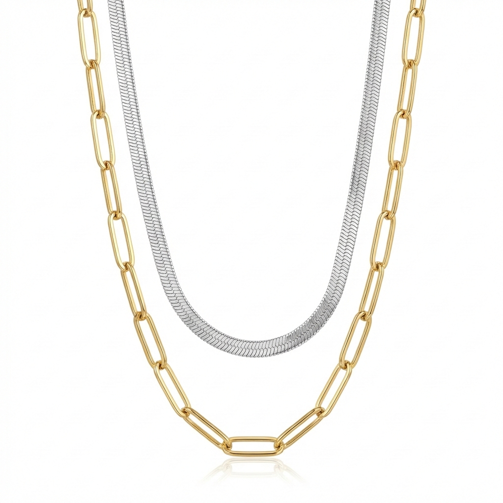 Collar doble eslabones bicolor