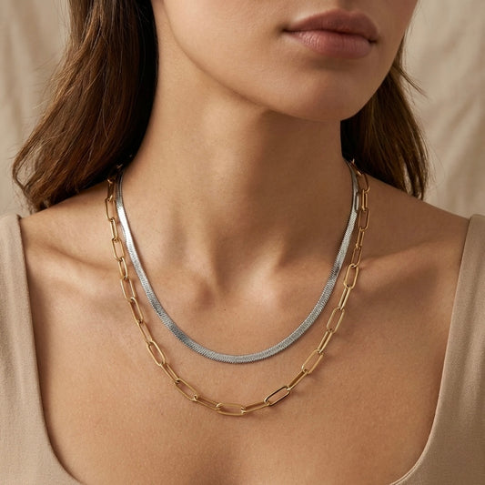 Collar doble eslabones bicolor