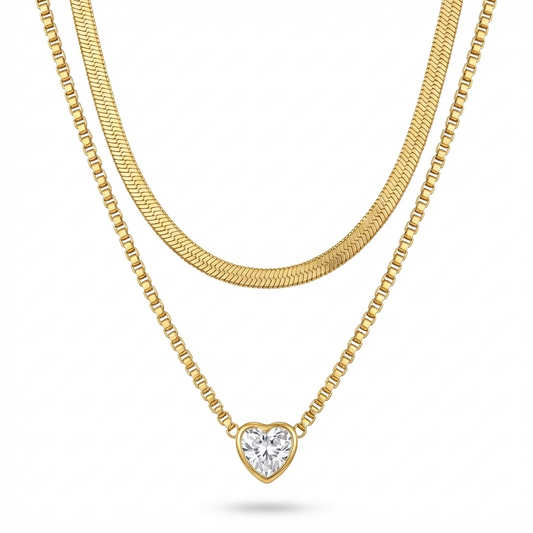 Collar doble corazón