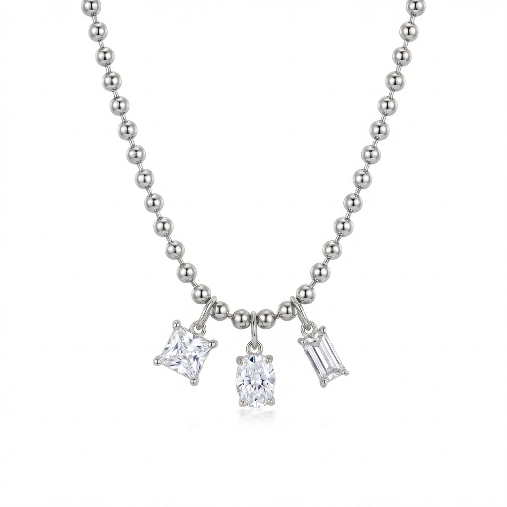 Collar multi dije plateado