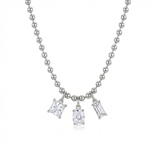 Collar multi dije plateado