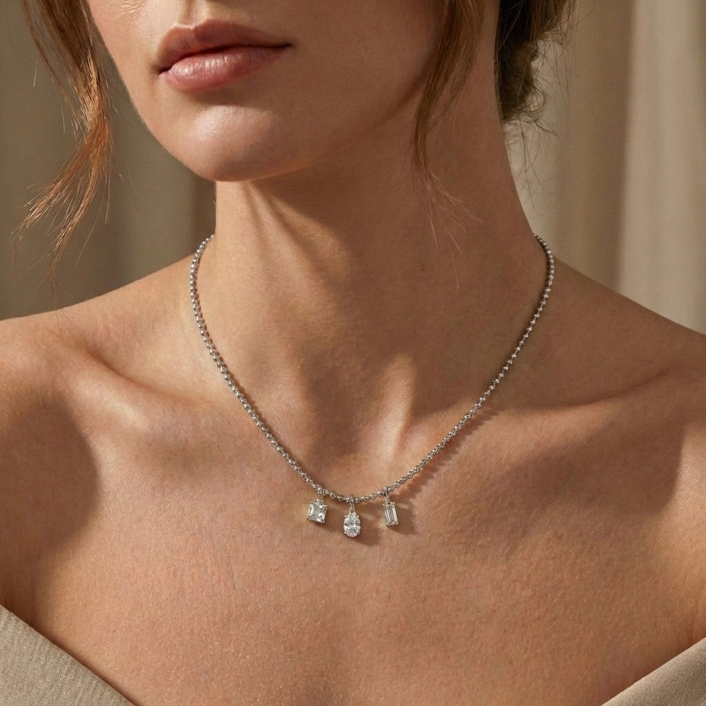 Collar multi dije plateado