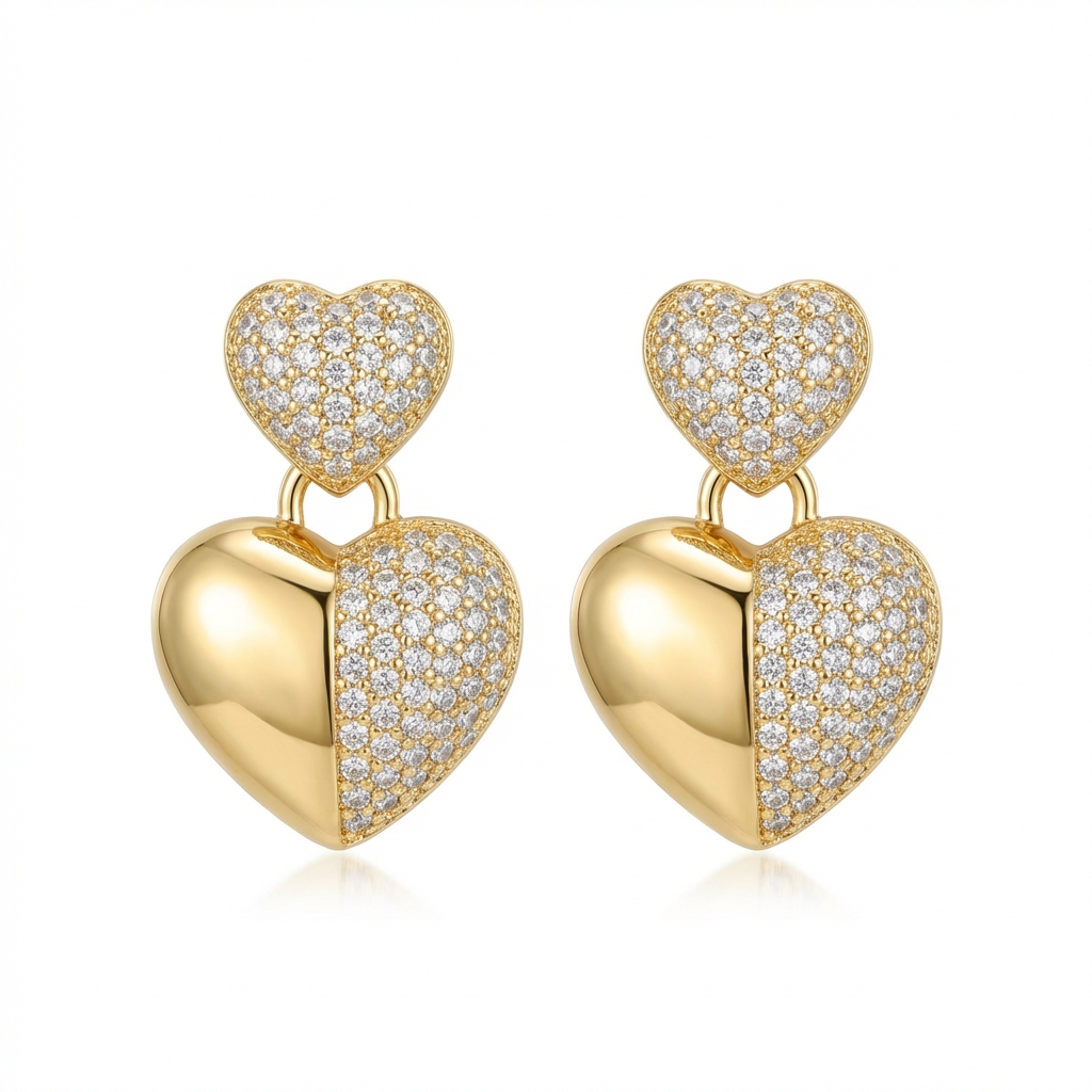 Aretes doble corazón