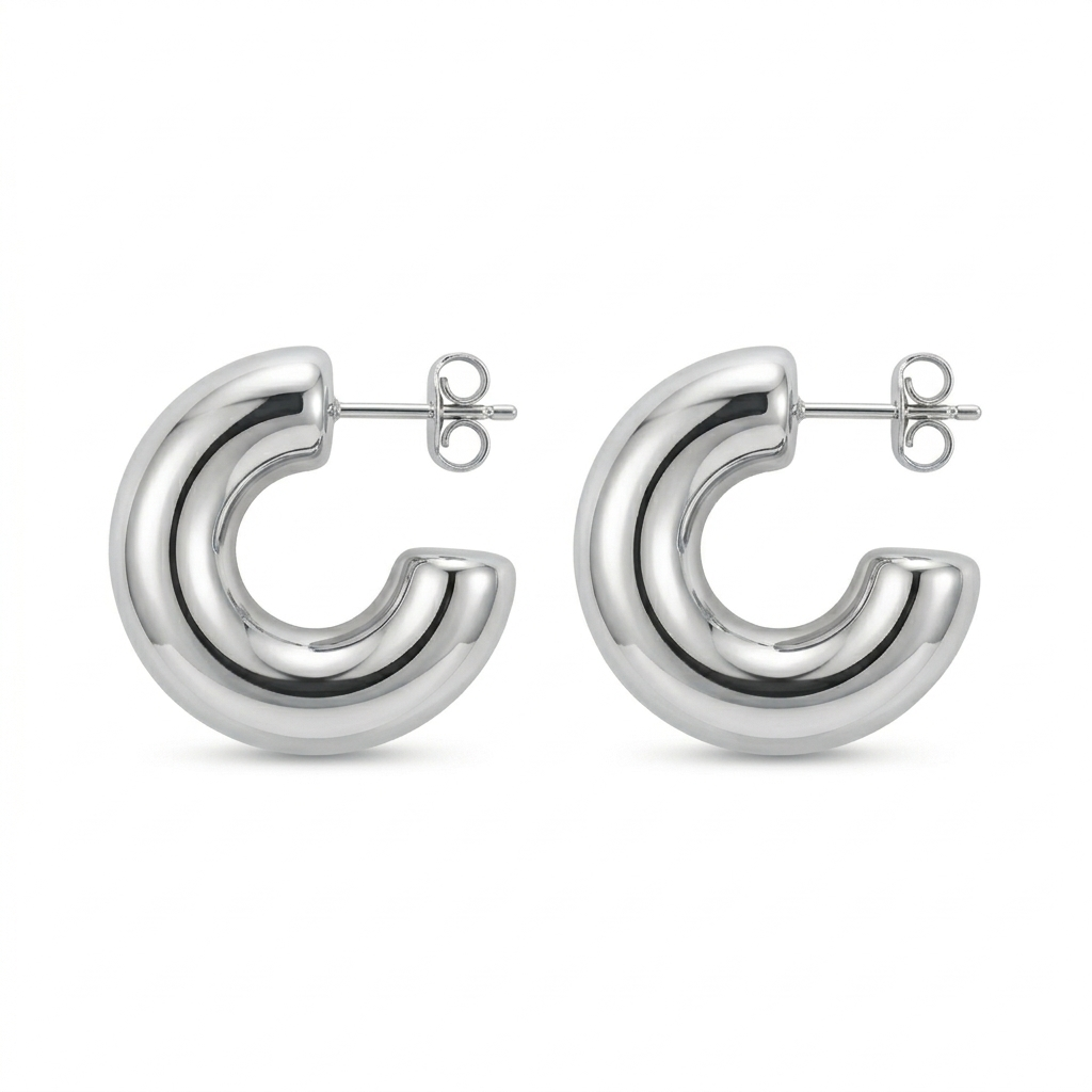 Arracadas chunky plateadas