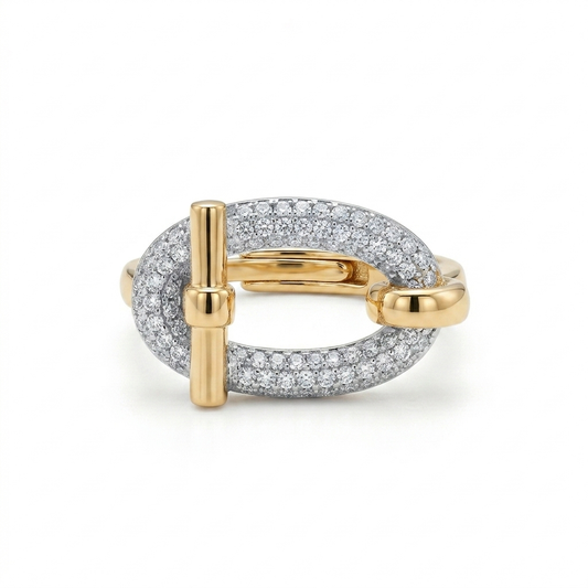 Anillo óvalo bicolor