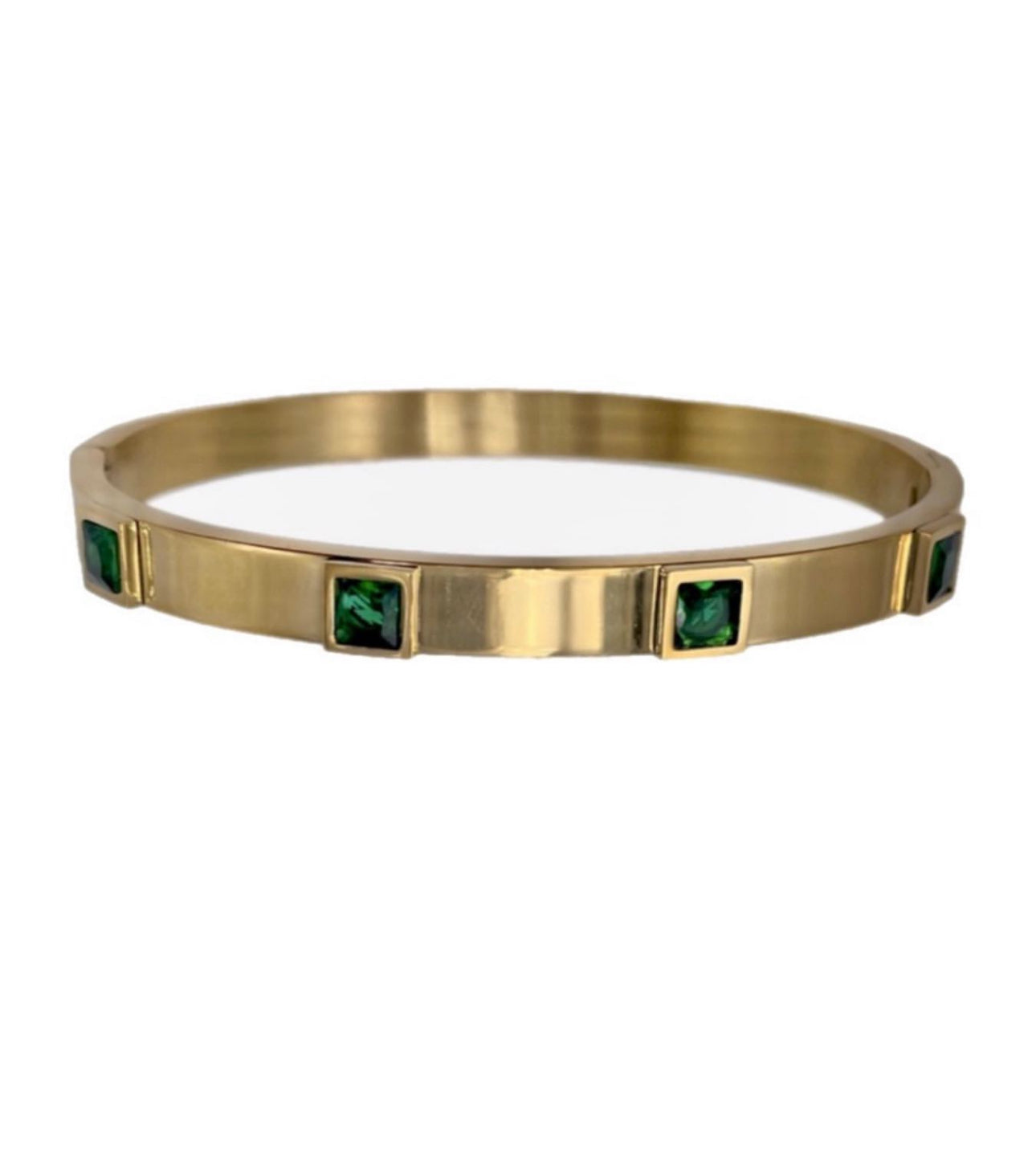 Brazalete zirconias verde cuadro