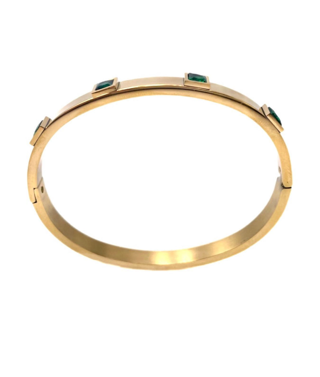 Brazalete zirconias verde cuadro