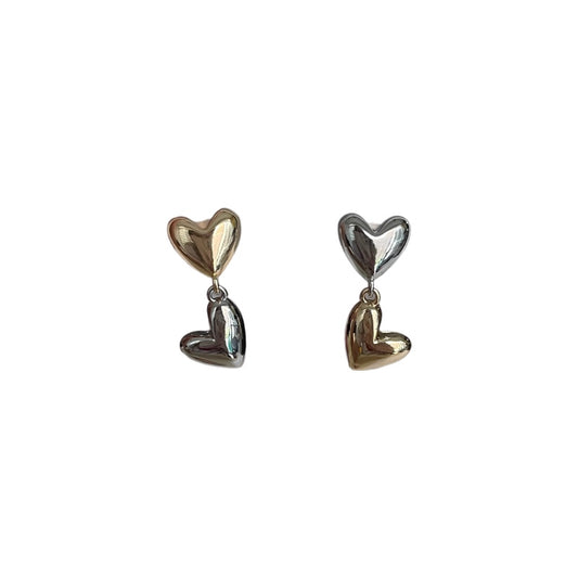 Aretes corazón bicolor