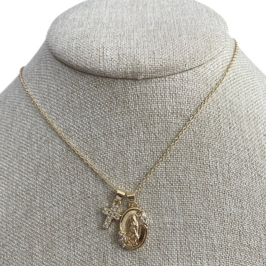 Collar Virgen Guadalupe y Cruz