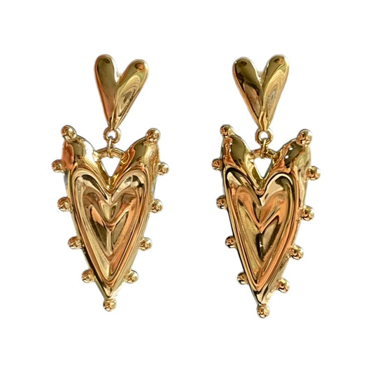 Aretes doble corazón