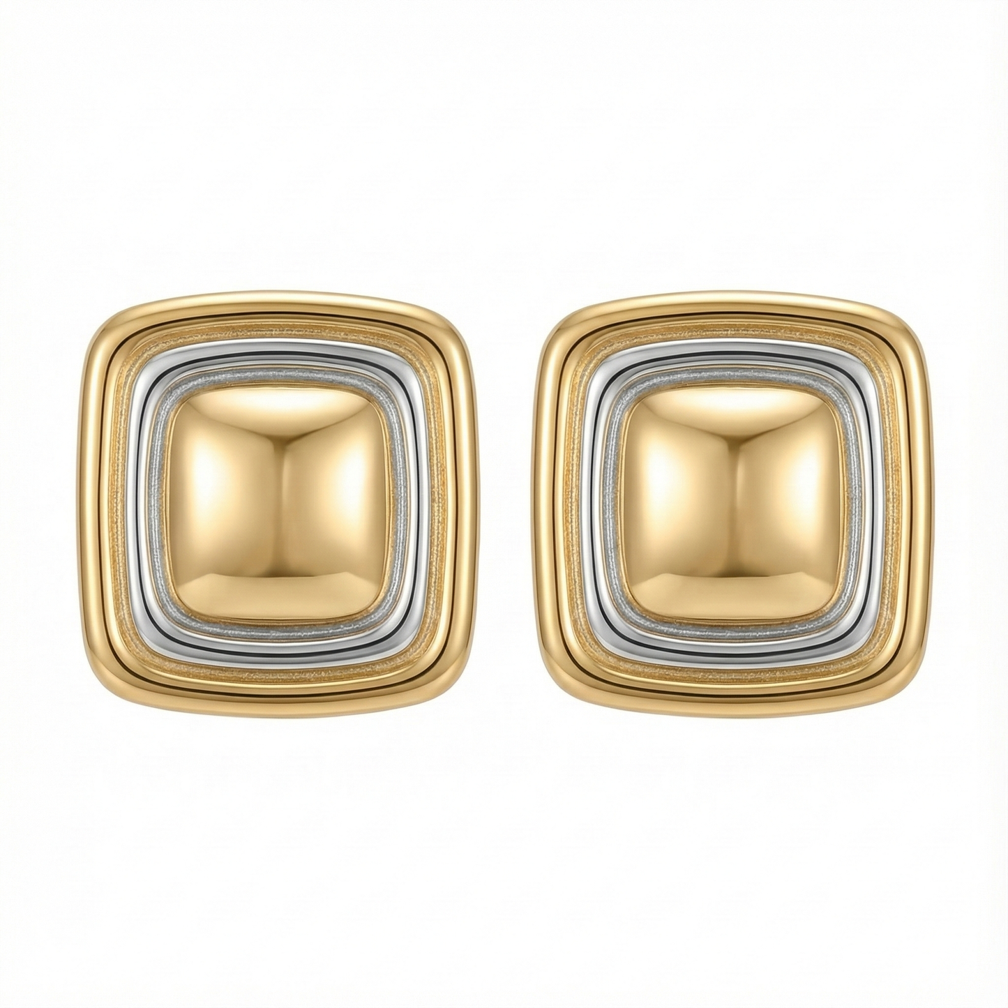 Aretes cuadro bicolor