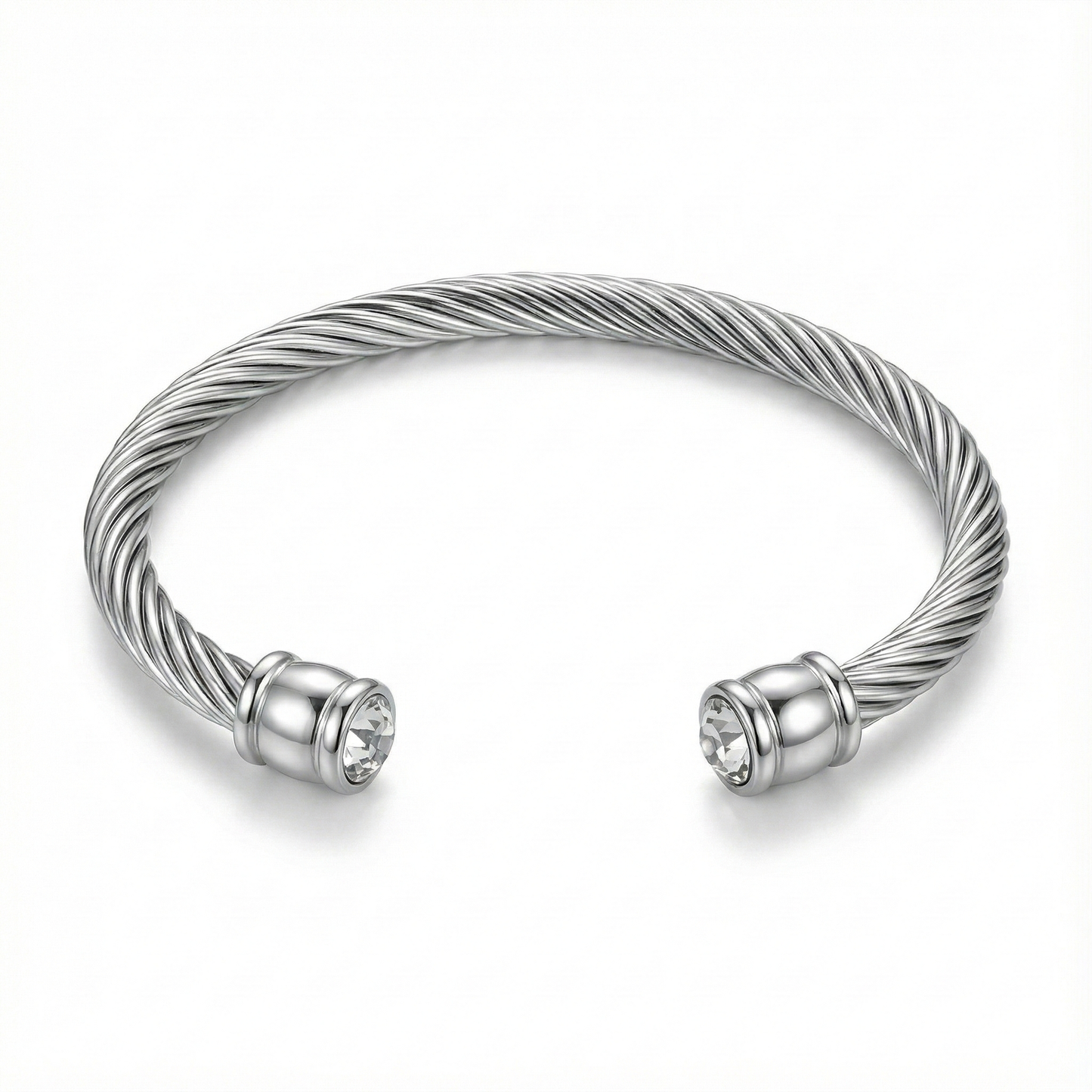 Pulsera torzal zirconias plateada