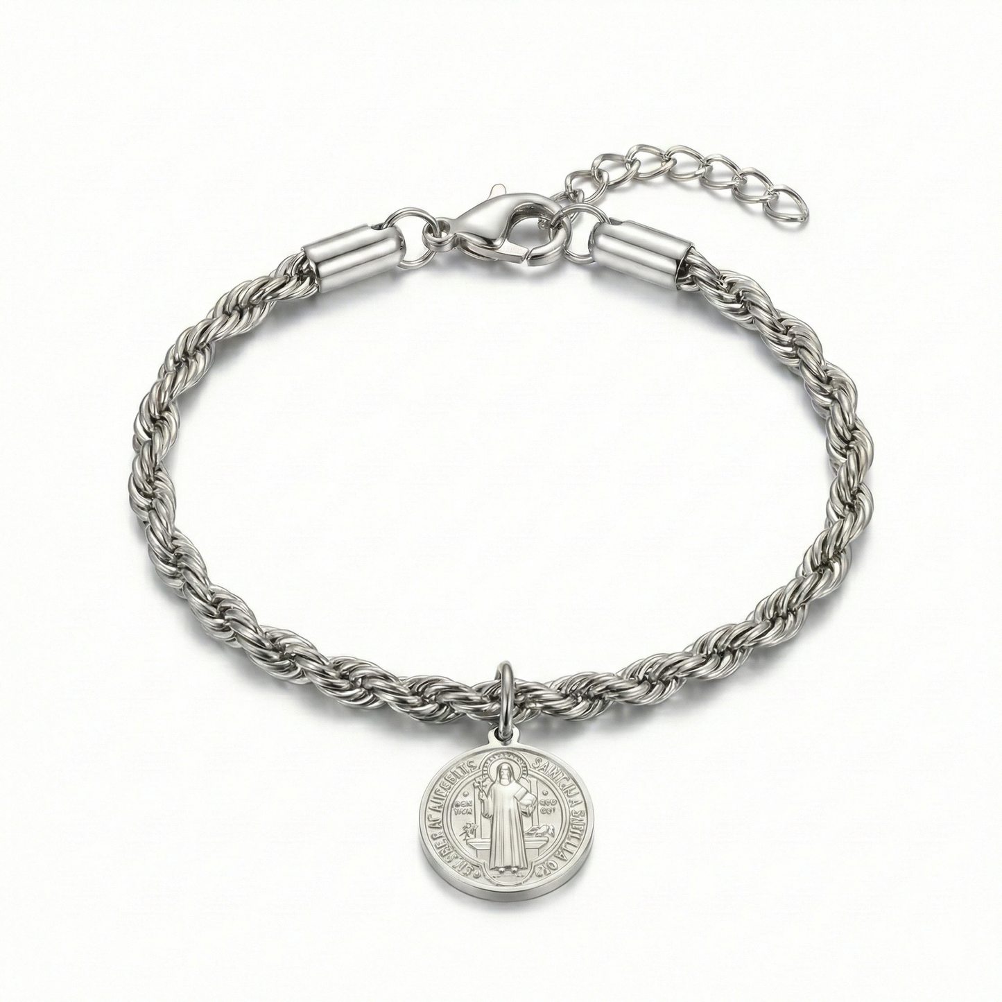 Pulsera torzal San Benito plateada